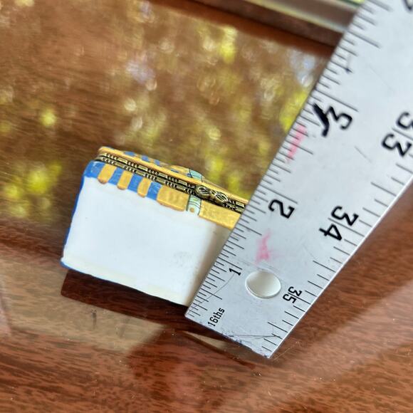 Egyptian Sarcophagus Trinket Box – Hand-Painted Hinged Porcelain Miniature - Picture 11 of 14